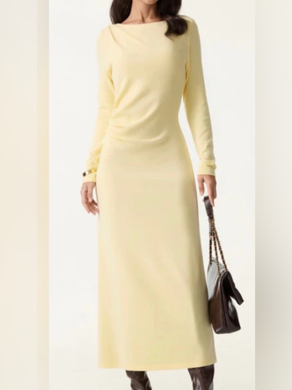 OGL long yellow dress with long sleeve NWOT
